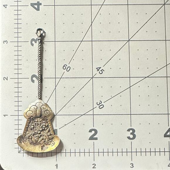 Antique silver plated insects flowers tea leaves caddy sugar salt spoon - Picture 8 of 8